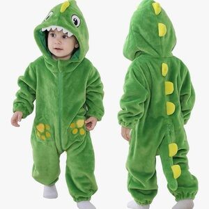 Green Dinosaur Hooded Kids One Piece